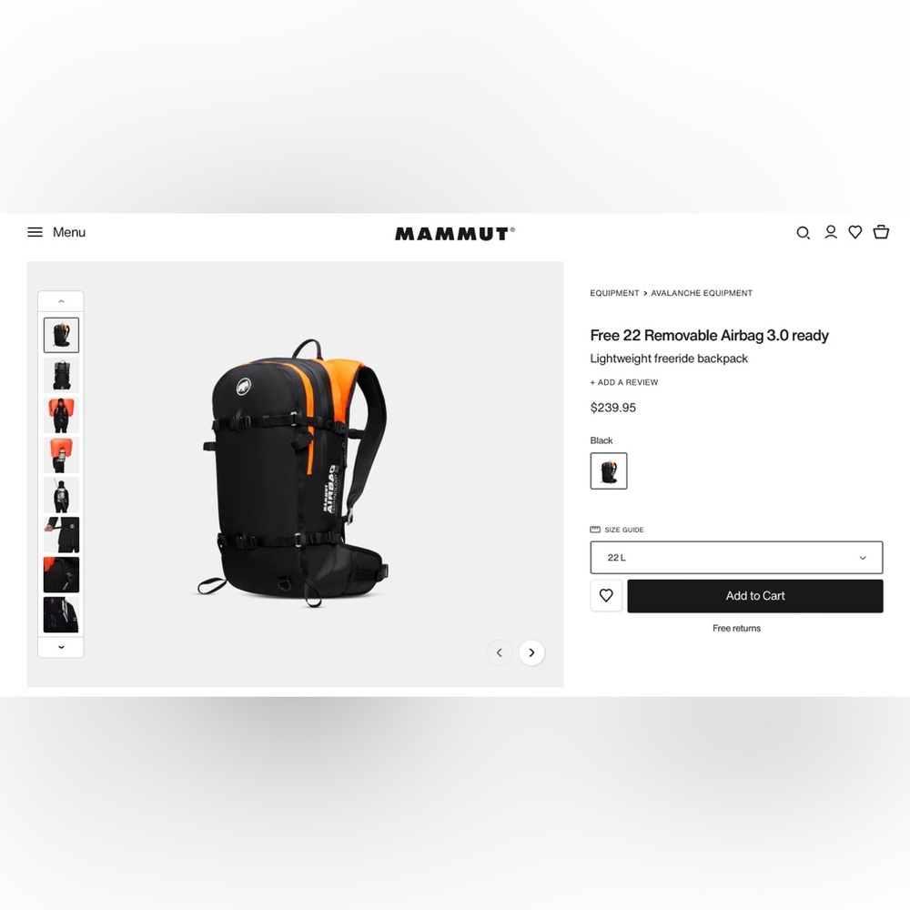 Mammut Free 22L Airbag Ready